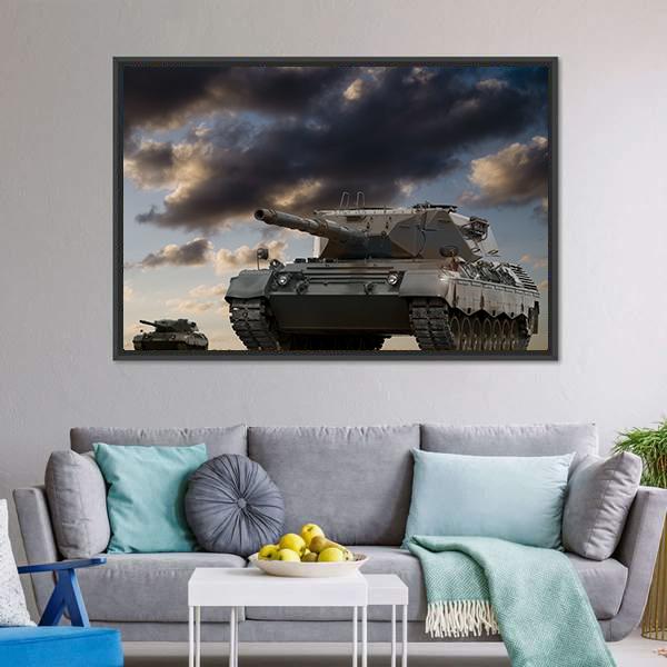 European Battle Tanks Canvas Wall Art-5 Horizontal-Gallery Wrap-22" x 12"-Tiaracle