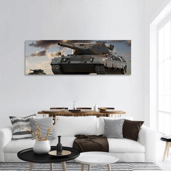 European Battle Tanks Panoramic Canvas Wall Art-1 Piece-36" x 12"-Tiaracle