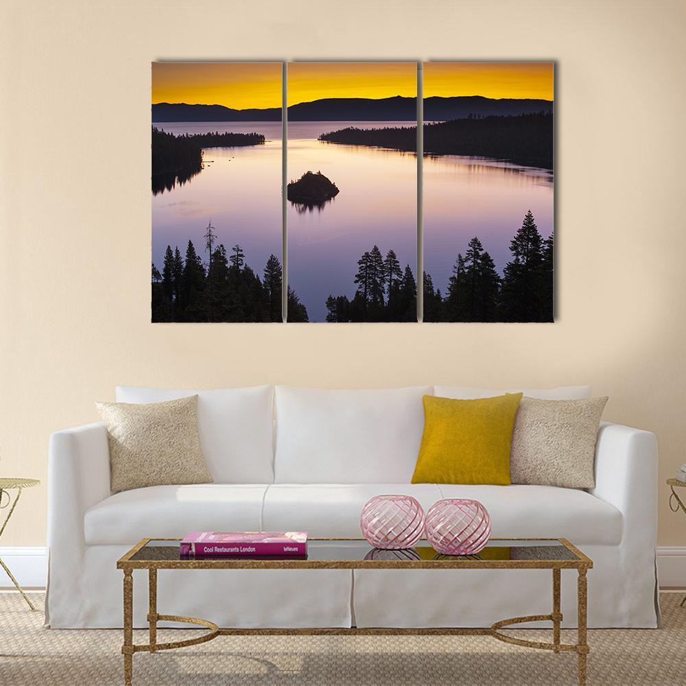 Evening At Lake Tahoe Canvas Wall Art-3 Horizontal-Gallery Wrap-37" x 24"-Tiaracle