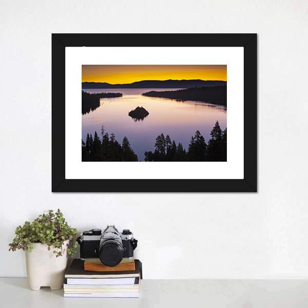 Evening At Lake Tahoe Canvas Wall Art-3 Horizontal-Gallery Wrap-25" x 16"-Tiaracle
