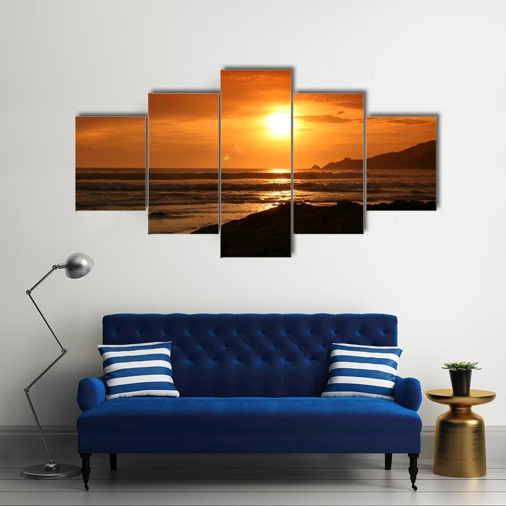 Evening At Patong Beach Canvas Wall Art-5 Star-Gallery Wrap-62" x 32"-Tiaracle