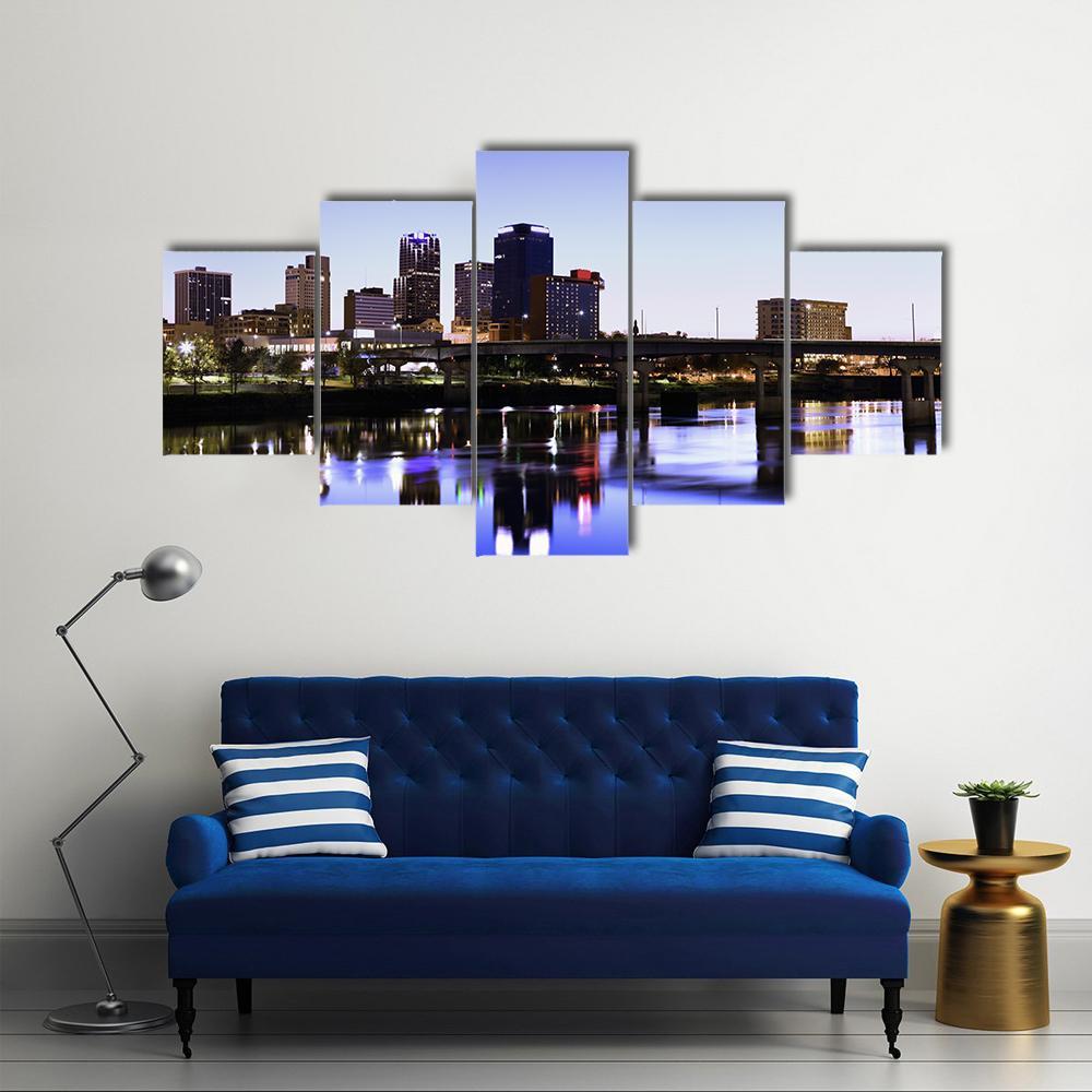 Evening In Little Rock Arkansas Canvas Wall Art-5 Star-Gallery Wrap-62" x 32"-Tiaracle