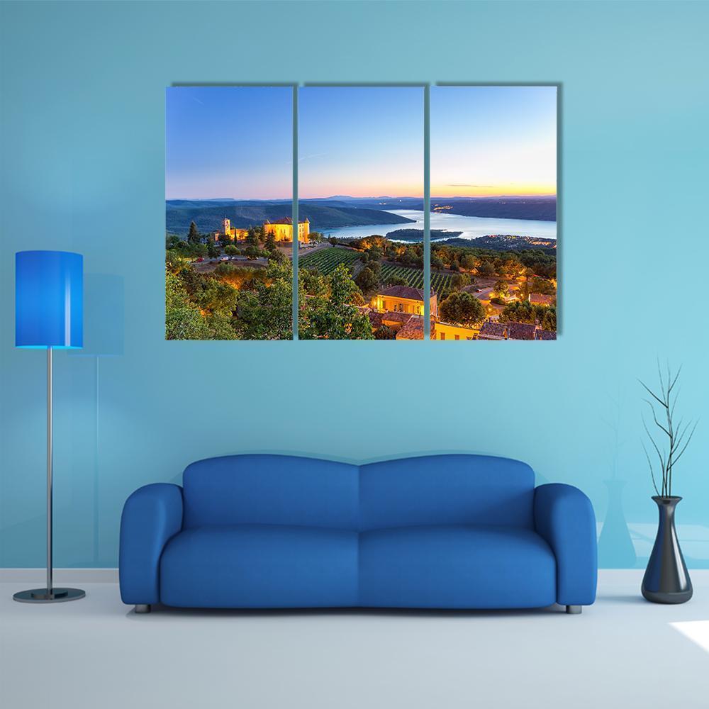 Evening In Village France Canvas Wall Art-3 Horizontal-Gallery Wrap-37" x 24"-Tiaracle