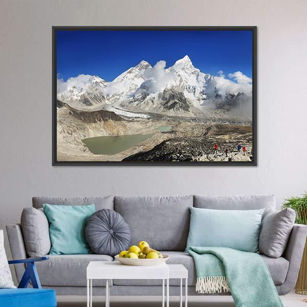 Everest And Lhotse Canvas Wall Art-5 Horizontal-Gallery Wrap-22" x 12"-Tiaracle