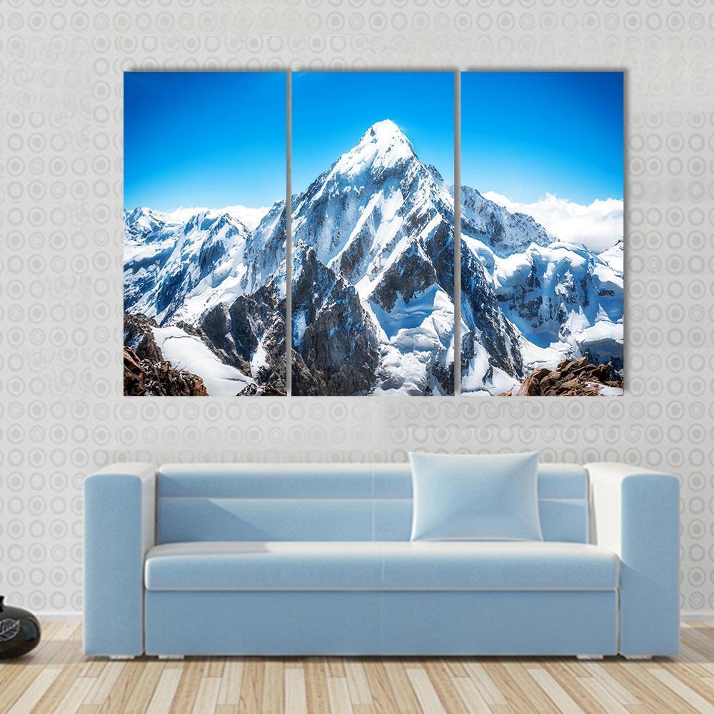 Everest Mountain Peak Canvas Wall Art-3 Horizontal-Gallery Wrap-37" x 24"-Tiaracle