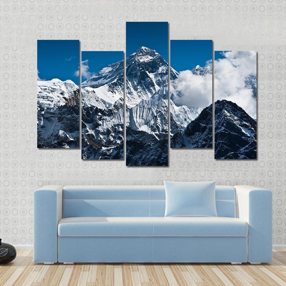 Everest Mountain Peak Canvas Wall Art-5 Pop-Gallery Wrap-47" x 32"-Tiaracle