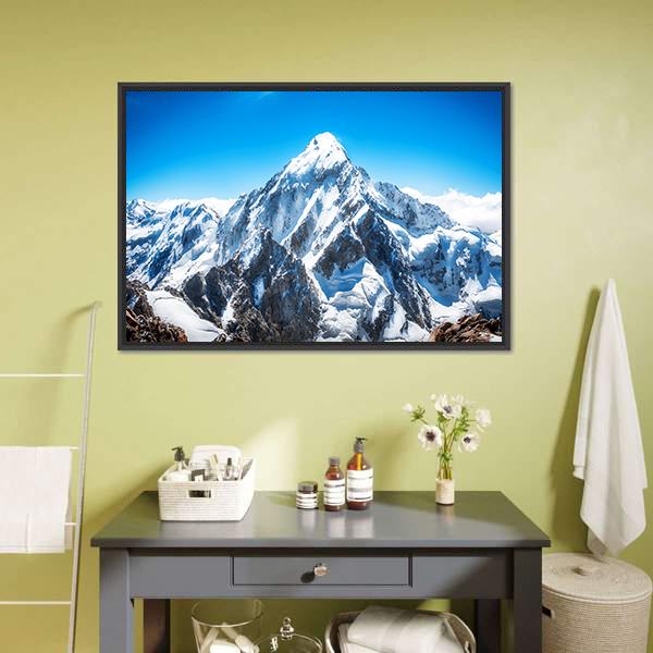 Everest Mountain Peak Panoramic Canvas Wall Art-1 Piece-36" x 12"-Tiaracle