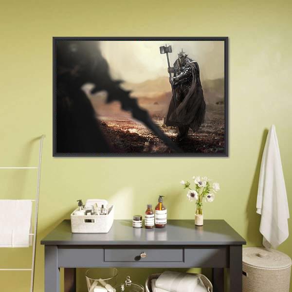 Evil Knight V/S Good Knight Canvas Wall Art-3 Horizontal-Gallery Wrap-25" x 16"-Tiaracle
