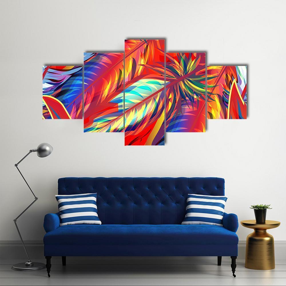 Exotic Feather Canvas Wall Art-5 Star-Gallery Wrap-62" x 32"-Tiaracle