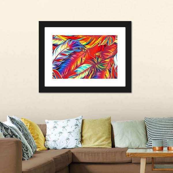 Exotic Feather Canvas Wall Art-1 Piece-Framed Print-20" x 16"-Tiaracle