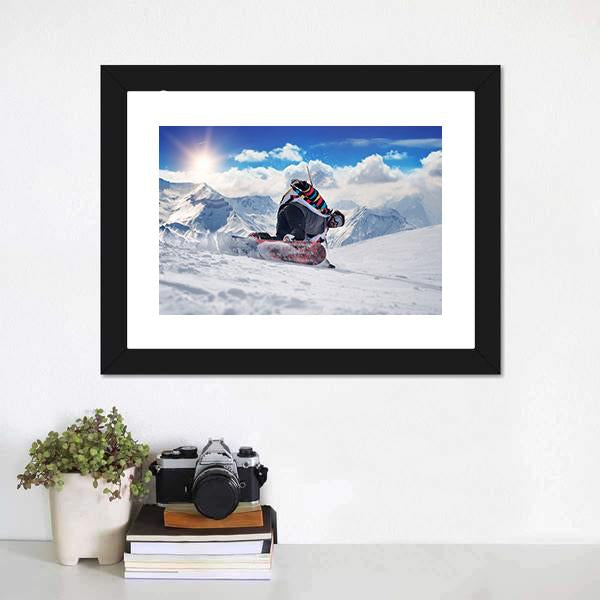 Extreme Snowboarding Man Canvas Wall Art-5 Horizontal-Gallery Wrap-22" x 12"-Tiaracle