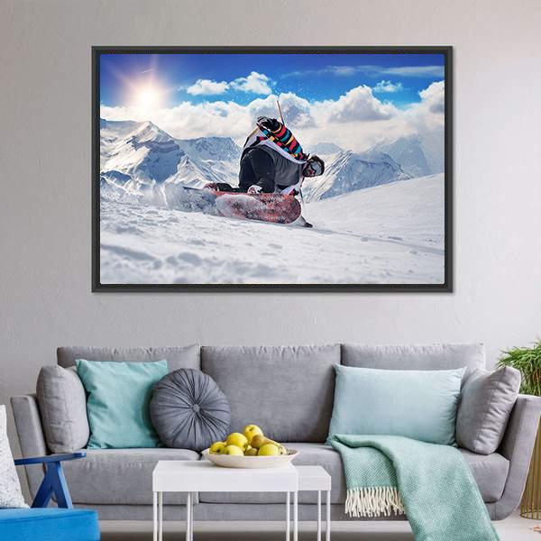 Extreme Snowboarding Man Panoramic Canvas Wall Art-1 Piece-36" x 12"-Tiaracle