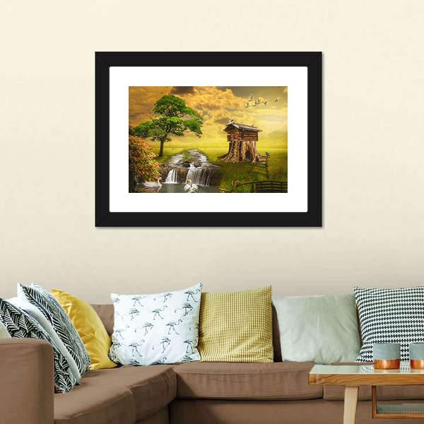 Fairy House By Lake Canvas Wall Art-5 Horizontal-Gallery Wrap-22" x 12"-Tiaracle