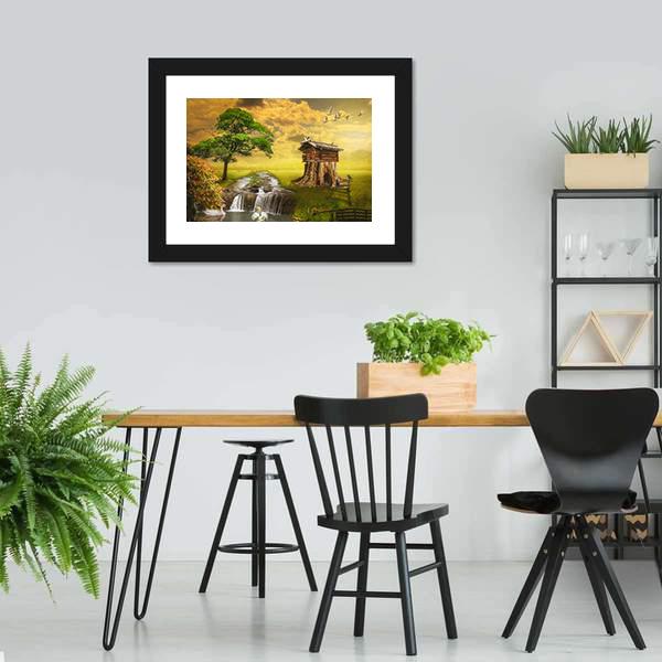 Fairy House By Lake Canvas Wall Art-3 Horizontal-Gallery Wrap-25" x 16"-Tiaracle
