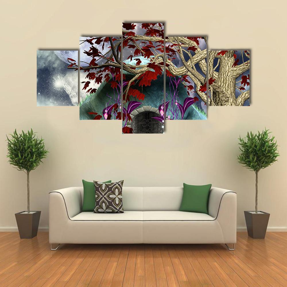 Fairy Secret House Canvas Wall Art-5 Star-Gallery Wrap-62" x 32"-Tiaracle
