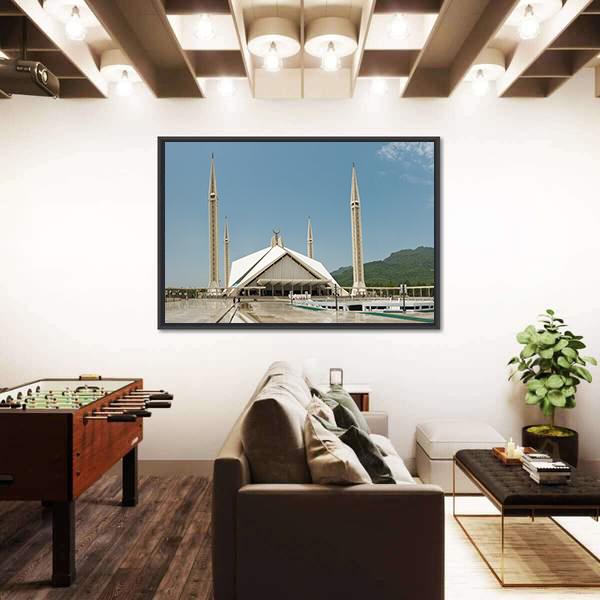 Faisal Mosque In Islamabad Panoramic Canvas Wall Art-1 Piece-36" x 12"-Tiaracle