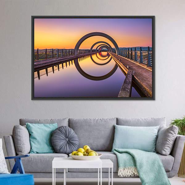 Falkirk Wheel At Sunset Canvas Wall Art-1 Piece-Floating Frame-24" x 16"-Tiaracle