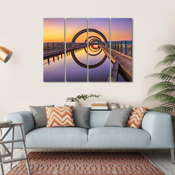 Falkirk Wheel At Sunset Canvas Wall Art-4 Horizontal-Gallery Wrap-34" x 24"-Tiaracle