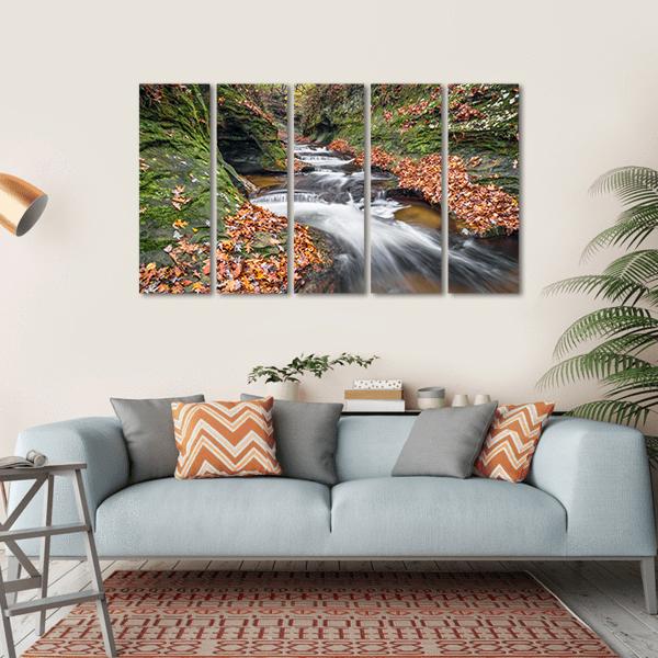 Fall Creek In Gorge Canvas Wall Art-5 Horizontal-Gallery Wrap-22" x 12"-Tiaracle