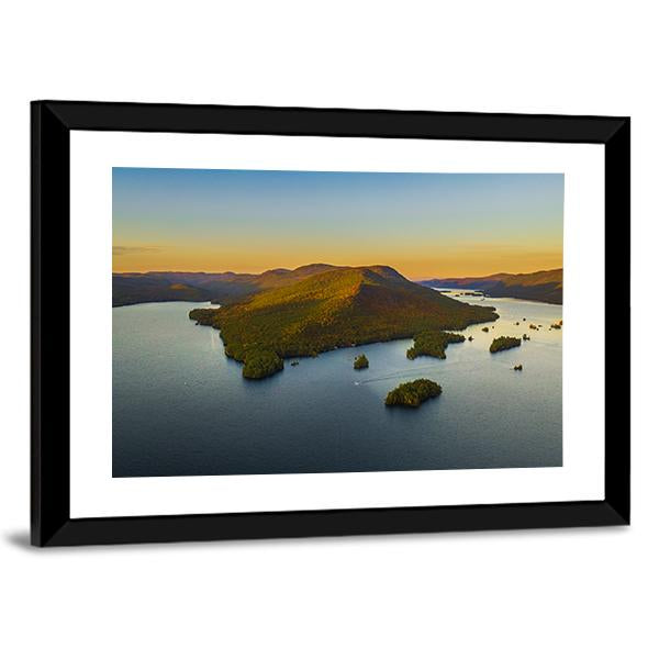 Fall Foliage By Lake George Canvas Wall Art-5 Horizontal-Gallery Wrap-22" x 12"-Tiaracle