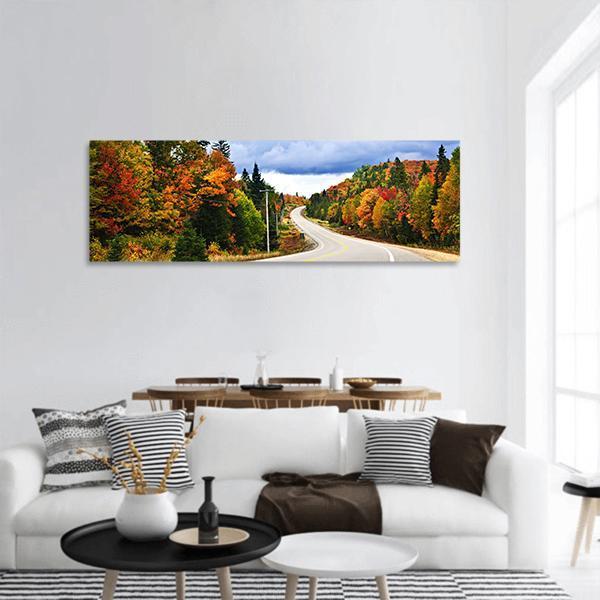 Fall Scenic Highway Ontario Panoramic Canvas Wall Art-1 Piece-36" x 12"-Tiaracle