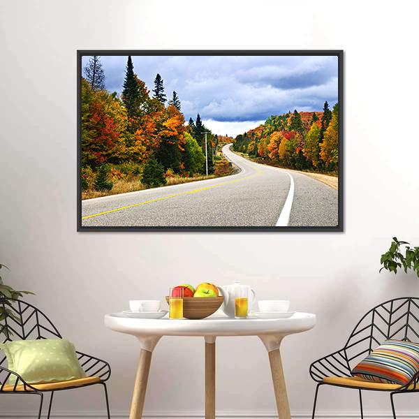 Fall Scenic Highway Ontario Canvas Wall Art-5 Horizontal-Gallery Wrap-22" x 12"-Tiaracle