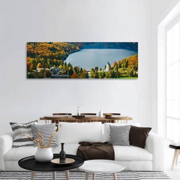 Famous Bohinj Lake Panoramic Canvas Wall Art-1 Piece-36" x 12"-Tiaracle