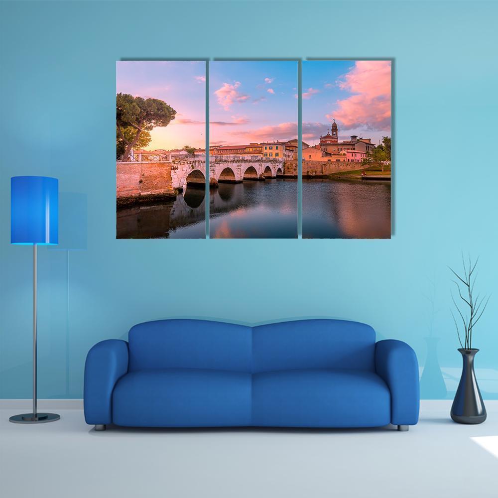 Famous Bridge In Rimini Canvas Wall Art-3 Horizontal-Gallery Wrap-37" x 24"-Tiaracle