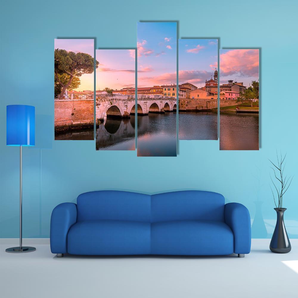 Famous Bridge In Rimini Canvas Wall Art-5 Pop-Gallery Wrap-47" x 32"-Tiaracle