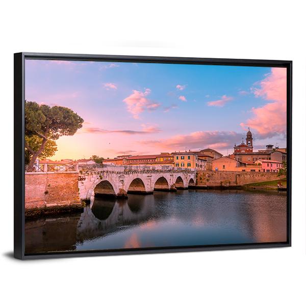 Famous Bridge In Rimini Canvas Wall Art-3 Horizontal-Gallery Wrap-25" x 16"-Tiaracle