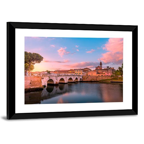 Famous Bridge In Rimini Canvas Wall Art-3 Horizontal-Gallery Wrap-25" x 16"-Tiaracle