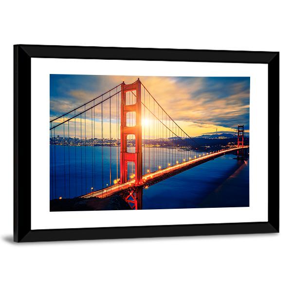 Famous Golden Gate Bridge Canvas Wall Art-5 Horizontal-Gallery Wrap-22" x 12"-Tiaracle
