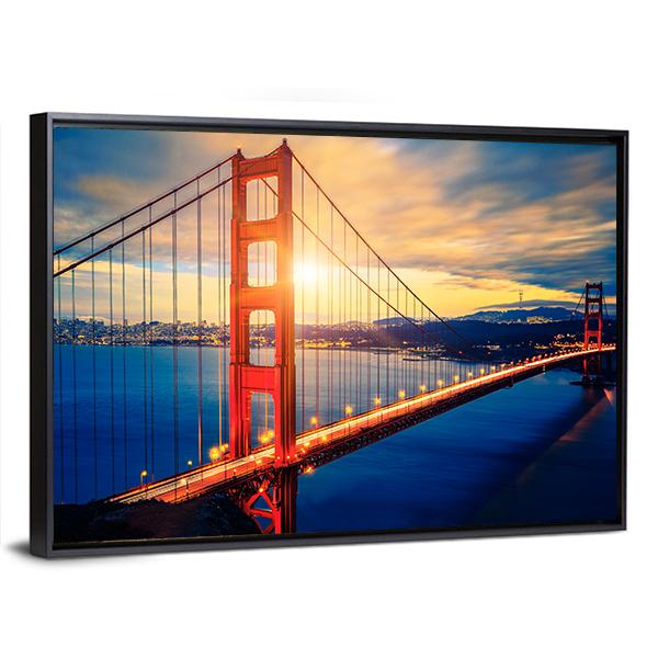 Famous Golden Gate Bridge Canvas Wall Art-5 Horizontal-Gallery Wrap-22" x 12"-Tiaracle