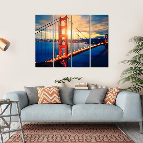 Famous Golden Gate Bridge Canvas Wall Art-4 Horizontal-Gallery Wrap-34" x 24"-Tiaracle