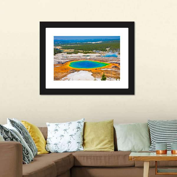 Famous Grand Prismatic Spring Canvas Wall Art-5 Horizontal-Gallery Wrap-22" x 12"-Tiaracle
