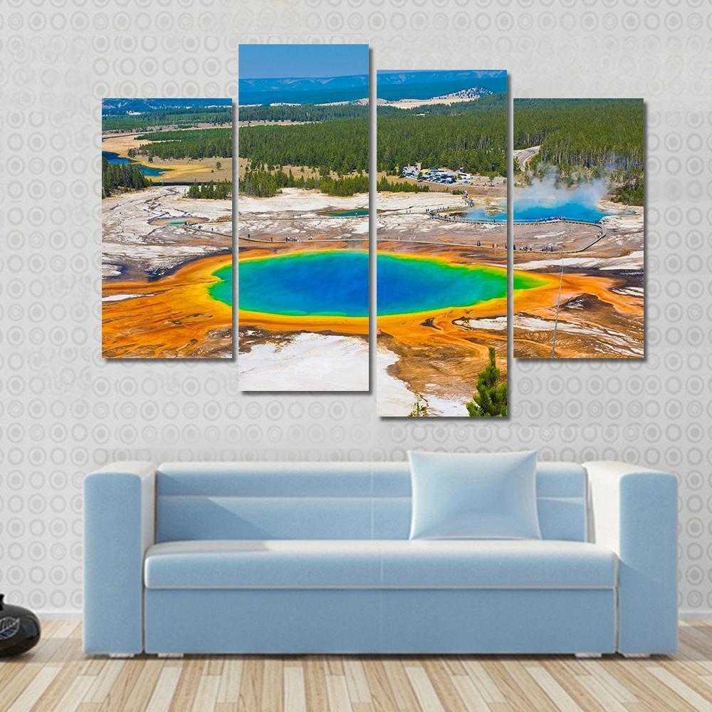 Famous Grand Prismatic Spring Canvas Wall Art-3 Horizontal-Gallery Wrap-25" x 16"-Tiaracle