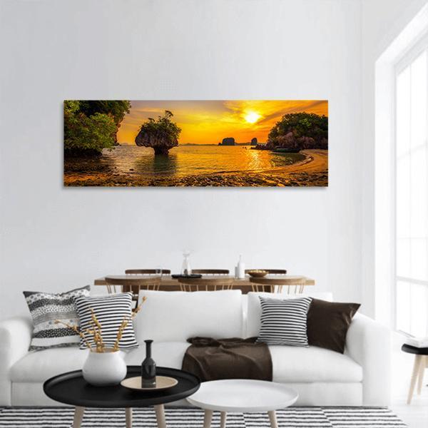 Sunset Over Ko Hong Island Panoramic Canvas Wall Art-1 Piece-36" x 12"-Tiaracle