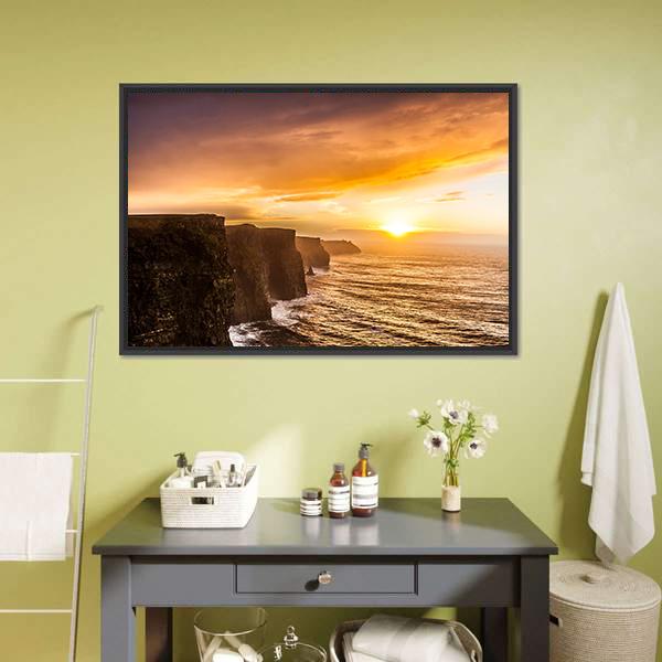 Famous Moher Cliffs Canvas Wall Art-5 Horizontal-Gallery Wrap-22" x 12"-Tiaracle
