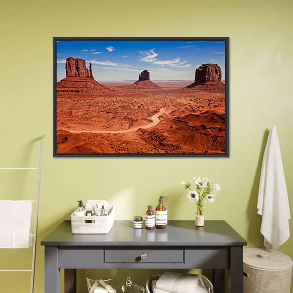 Famous Monuments Valley Canvas Wall Art-1 Piece-Floating Frame-24" x 16"-Tiaracle