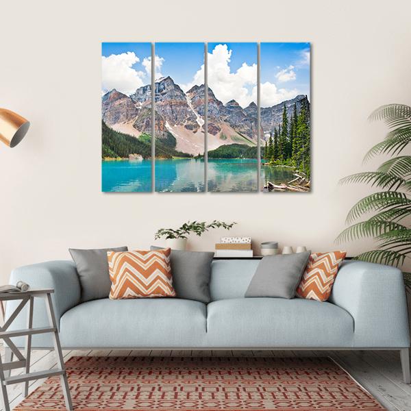 Famous Moraine Lake Canvas Wall Art-4 Horizontal-Gallery Wrap-34" x 24"-Tiaracle