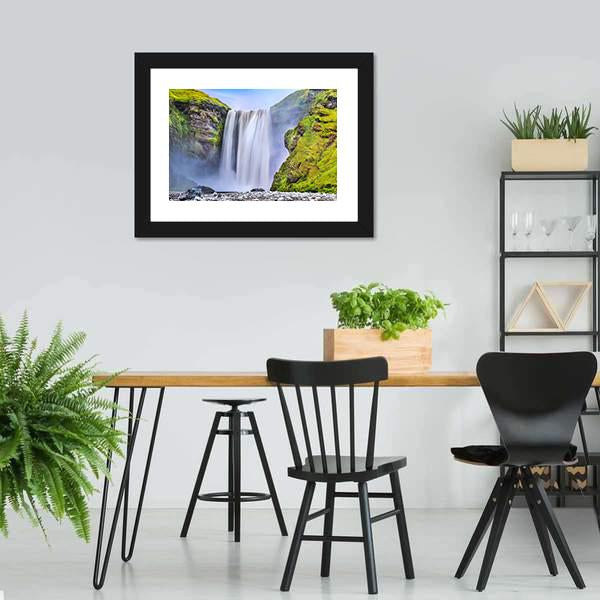 Famous Skogafoss Waterfall Canvas Wall Art-5 Horizontal-Gallery Wrap-22" x 12"-Tiaracle