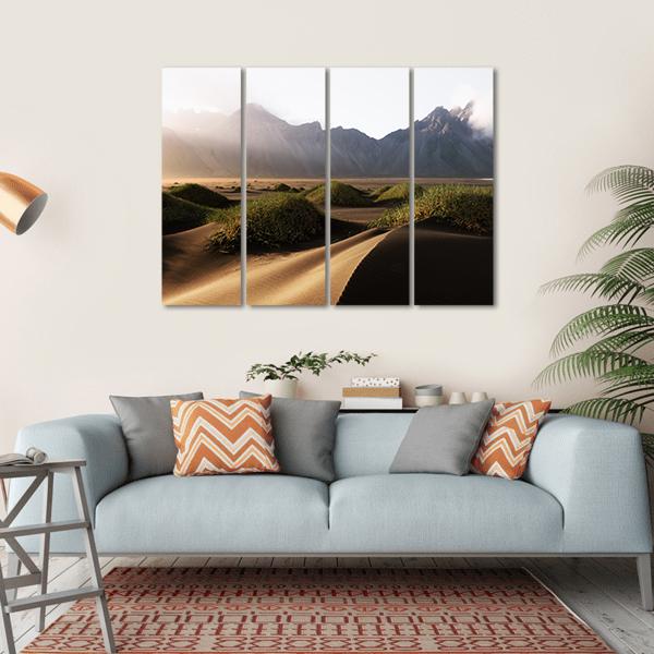 Famous Vestrahorn Mountain Canvas Wall Art-5 Horizontal-Gallery Wrap-22" x 12"-Tiaracle