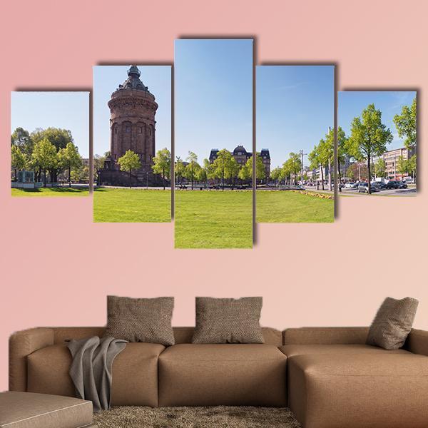 Water Tower Germany Canvas Wall Art-5 Star-Gallery Wrap-62" x 32"-Tiaracle