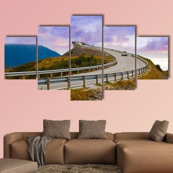 Bridge On Atlantic Road Canvas Wall Art-5 Star-Gallery Wrap-62" x 32"-Tiaracle