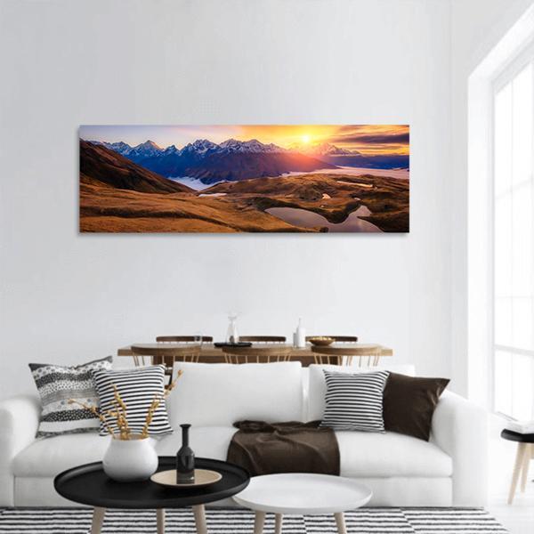 Fantastic Lake Koruldi Panoramic Canvas Wall Art-1 Piece-36" x 12"-Tiaracle