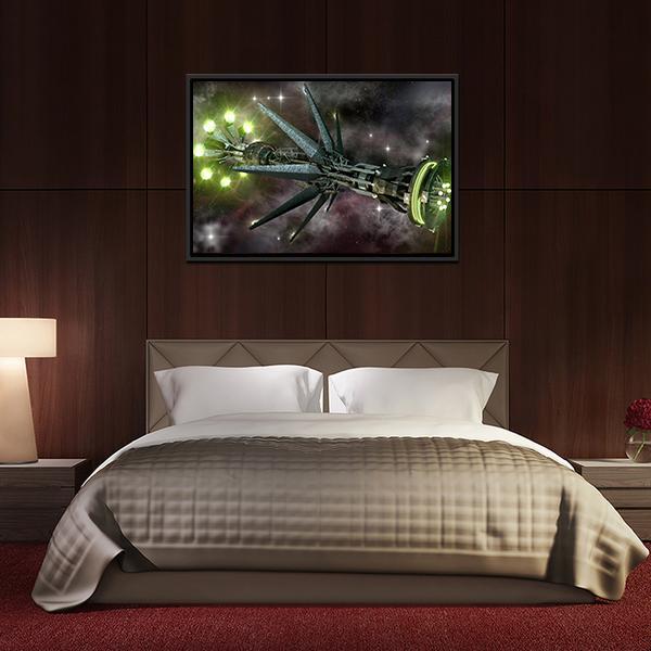 Fantasy Alien Mothership Panoramic Canvas Wall Art-1 Piece-36" x 12"-Tiaracle