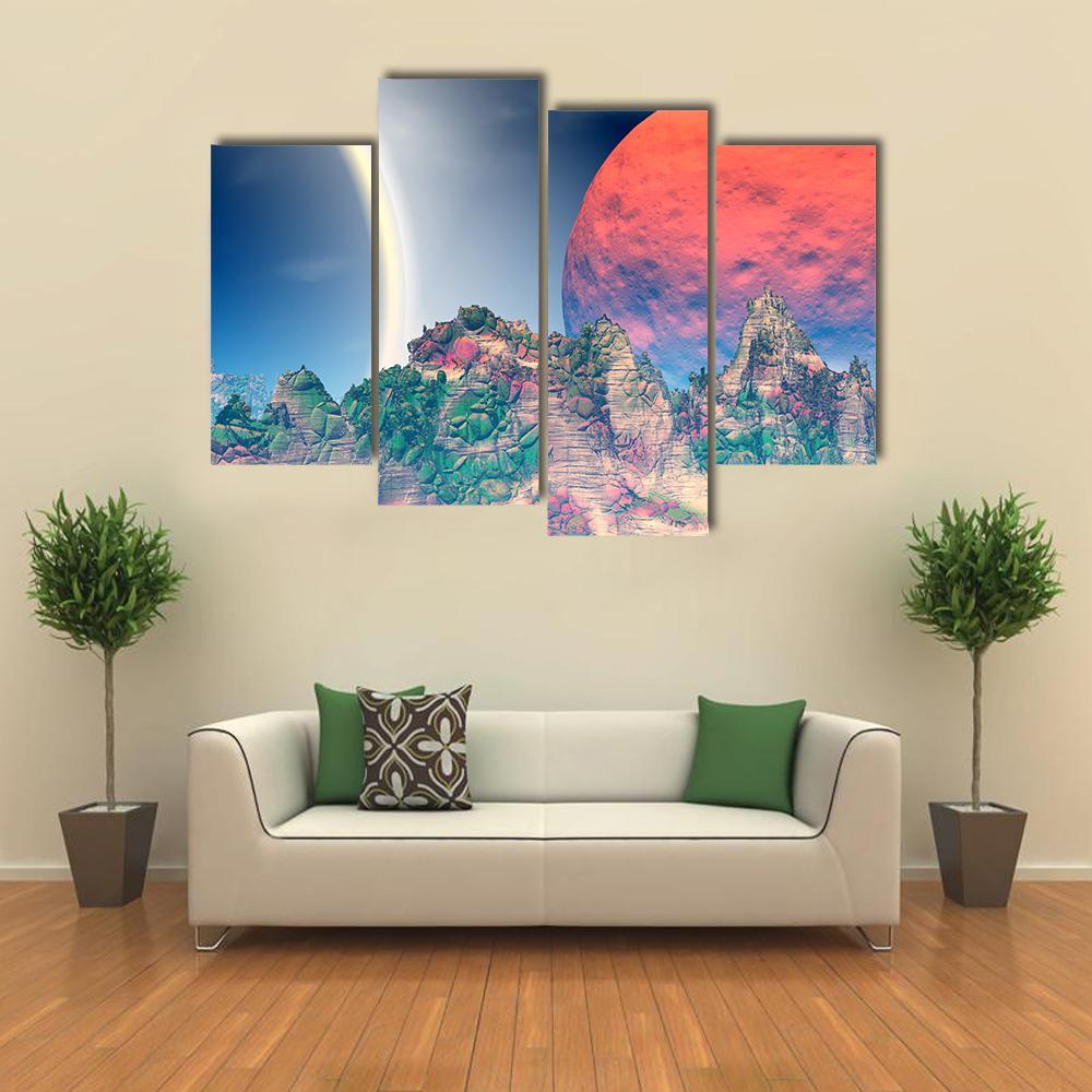 Fantasy Alien Planet Canvas Wall Art-4 Pop-Gallery Wrap-50" x 32"-Tiaracle