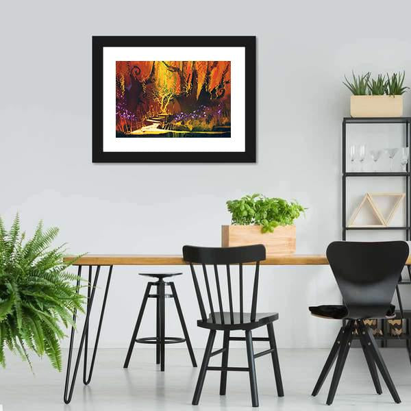 Fantasy Forest Abstract Canvas Wall Art-5 Horizontal-Gallery Wrap-22" x 12"-Tiaracle