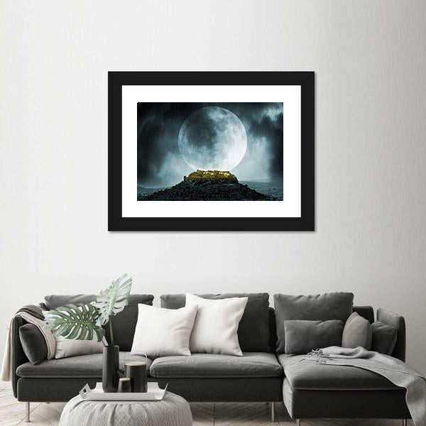 Fantasy Hill With Moon Canvas Wall Art-3 Horizontal-Gallery Wrap-25" x 16"-Tiaracle