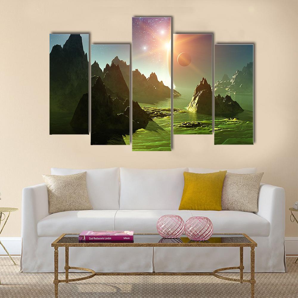 Fantasy Landscape 3D Canvas Wall Art-5 Pop-Gallery Wrap-47" x 32"-Tiaracle